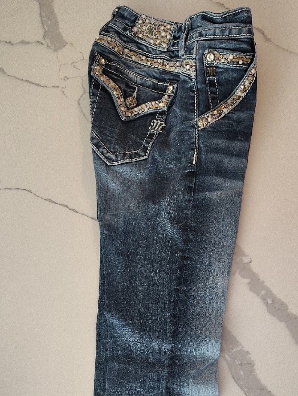 Miss Me Embellished Dark Blue Boot Cut Jeans - Picture 4 of 5
